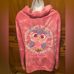 Simply Southern pink tie dye pullover sweater size large